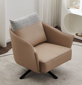 MR Furniture Design minimaliste italien Canapé simple Chaise de loisir en cuir Salon Balcon Chaise pivotante simple - Product Image 2