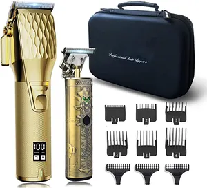 Gift Set Cordless Professional Men Hair Clippers Trimmer Gold Barber Custom Logo Electric Hair Clipper Kit