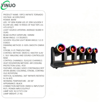 Yinuo Professionnel Double Face Rotation Infinie 10x60W LED RGBW + 8x30W Stroboscope Jaune Doré avec 10x Bandes LED pour Bar KTV Club