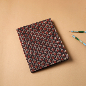 Maroon Bagru Fabric Cover Handmade Paper Notebook Ethnic Artisan <b>Journal</b> for <b>Writing</b> & Sketching (9 x 7 in) - Product Image 1