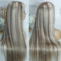 13x6 Perruque de cheveux humains blond cendré Highlight Lace Front Perruques de cheveux humains droits de couleur brun cendré pour femmes Cheveux brésiliens