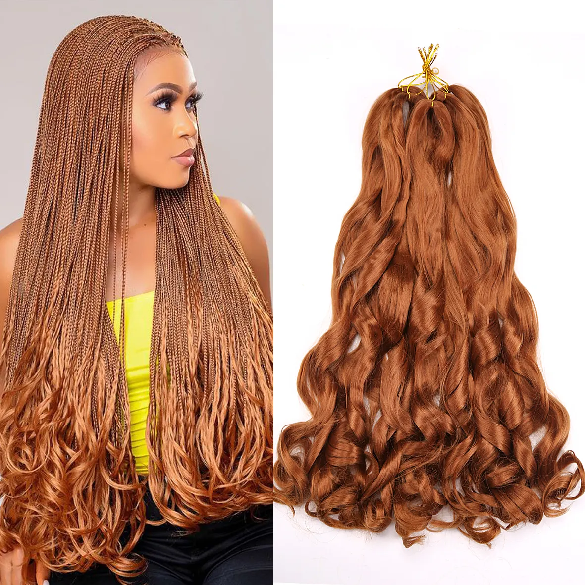 New Product Synthetic French Curly Bulk Spiral Curly Crochet Braids Hair High Temperature Loose Wave Curl Braiding Hair