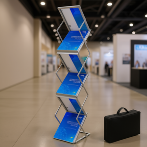 Expositor de Aluminio para Folletos, 6 Bolsillos, Vertical, Ligero, Diseño Moderno, Independiente, para Ferias Comerciales - Product Image 2