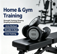 Haltères à tête ronde recouvertes de caoutchouc pour hommes et femmes, haltères pour la musculation à domicile et en salle de sport commerciale