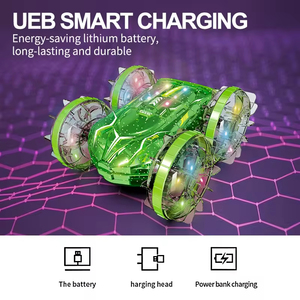<span class=keywords><strong>Voiture</strong></span> télécommandée amphibie EPT 5 fonctions, 4x4, étanche, tout-terrain, monster truck 2.4G, rotation 360°, lumières LED, câble USB - Product Image 6
