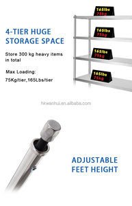 Estanterías Comerciales de Acero Inoxidable de 4 Niveles para Cocina Industrial, Unidades de Estanterías Ventiladas de Alta Resistencia - Product Image 5