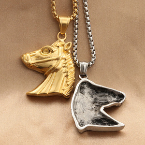 Horse Head Pendant <b>Titanium</b> Steel Animal Themed Men's Fashion Gift Jewelry Summer 2021 - Product Image 3