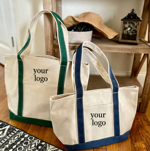 Sac fourre-tout en toile de coton recyclable personnalisé avec nom de marque, sac en toile de coton patchwork avec poche - Product Image 1