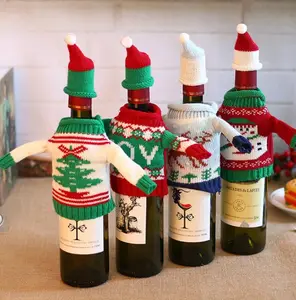 RTS Stock Christmas Cooler Bag Decoration Wine Bottle Covers Beer Sleeve Winter Holiday Knit Sweaters