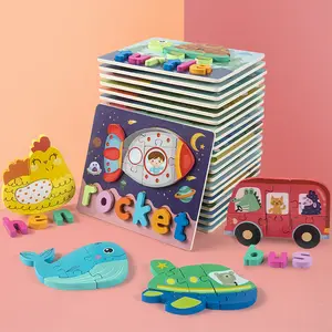 25 Ontwerpen Groothandel Kinderen Spelling Spel Montessori 3d Puzzel Speelgoed Baby Educatief Leren Houten Speelgoed