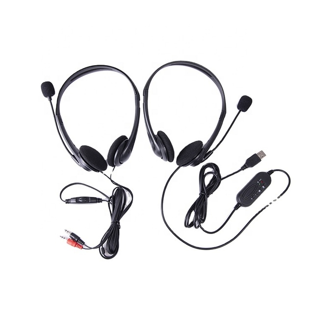 Professional School Headphone with Mic for Computer PC Wired Headset Long Cord Over the Ear Headphones for Kids