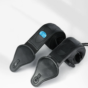 Sangle de guitare réglable avec 3 supports pour médiators, sangle d'épaule en nylon et cuir PU pour guitare acoustique, électrique et basse - Product Image 4