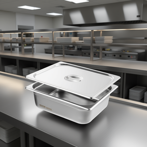 Vassoio per cottura a vapore in acciaio inox da 1/2 taglia 4 pollici di profondità con coperchio anti-inceppamento per uso commerciale e catering - Product Image 2