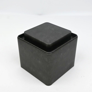 Boîte en fer blanc carrée vintage noire sur mesure, finition antique, qualité alimentaire, pour le stockage et l'emballage de thé, café en grains et cadeaux - Product Image 1
