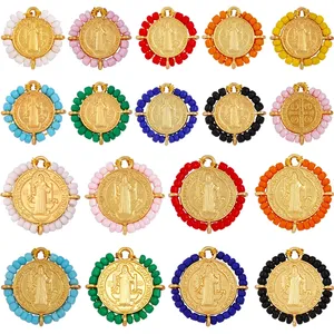 Mode Bohème Style Coloré Perles De Verre Pendentif Charme, Religieux Jésus Vierge Marie Bijoux Collier Bracelet Fourniture K50 - Product Image 1