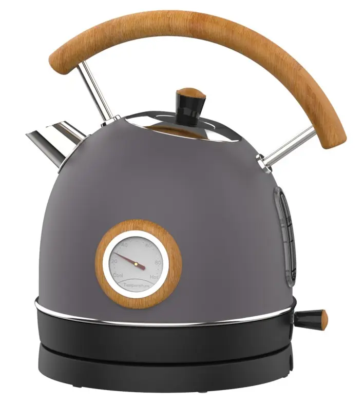 Chaleira de Chá de Aço Inoxidável 304, Corte Automático em Madeira, Cozimento em Jejum, Termômetro, 1,8 L