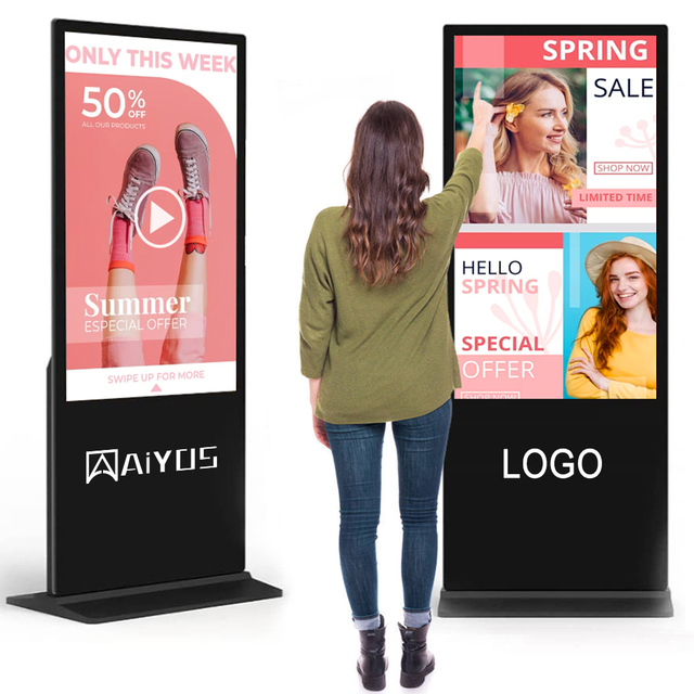 43 55 65 Inch 4K Android Wifi Floor Standing Digital Signage Screen Advertising Display Splicing Touch Screen for Shopping Mall