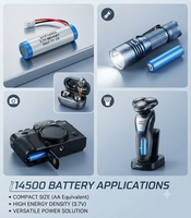 Batterie Li-ion cylindrique rechargeable personnalisée 14500 3.7v 600mAh 700mAh 800mAh 900mAh avec connecteur filaire pour rasoir électrique