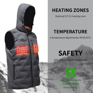 <span class=keywords><strong>Gilet</strong></span> chauffant électrique USB personnalisé pour <span class=keywords><strong>homme</strong></span>, grande taille, 7,4 V, imperméable, avec <span class=keywords><strong>capuche</strong></span> amovible, décontracté, pour la sécurité en hiver, la chasse - Product Image 2