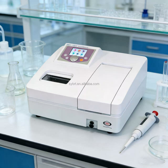 Single Beam UV/Vis Spectrophotometer with 10mm Manual Quadruple Cell Holder Wide Sample Chamber Lab Photometer