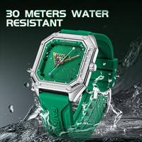Montre pour homme Mark Fairwhale avec cadran design table de billard carrée, boîtier en acier inoxydable, bracelet en caoutchouc, étanche, mouvement à quartz FW-5047