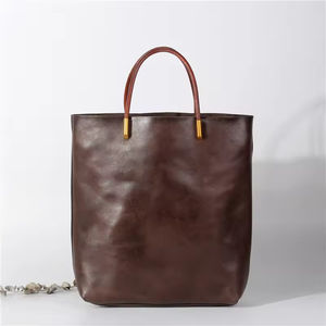 Sac pour femme en cuir de vachette première couche de haute qualité sac à main rétro sac fourre-tout à bandoulière niche design littéraire - Product Image 3