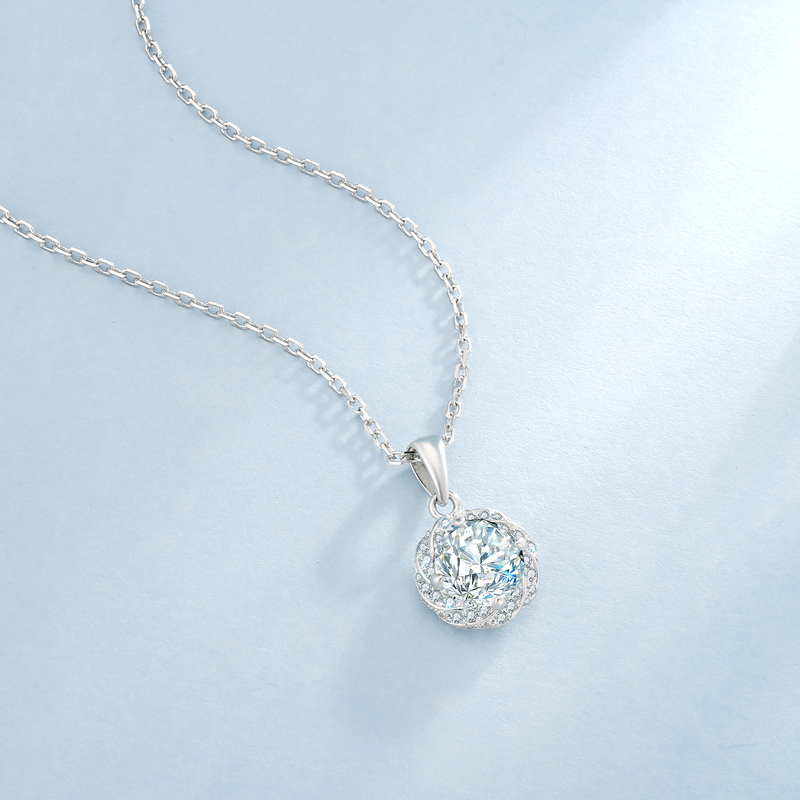 Moissanite Heart Necklace 1 Carat Lab