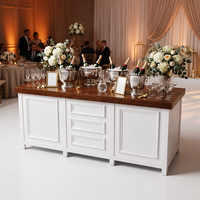 Comptoir de buffet pliable commercial en contreplaqué avec étagère ouverte pour hôtel, banquet, mariage, événement, service de traiteur