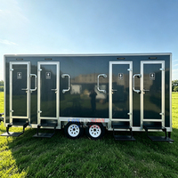 Remorque de toilettes mobiles à 4 postes, spacieuse, conforme aux normes DOT, aux normes américaines, remorque de toilettes de luxe portable à vendre
