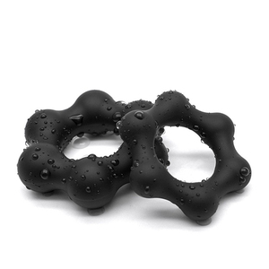 Anillo para pene OEM de silicona negra de doble tamaño para retrasar la eyaculación masculina y mejorar la experiencia sexual. - Product Image 3