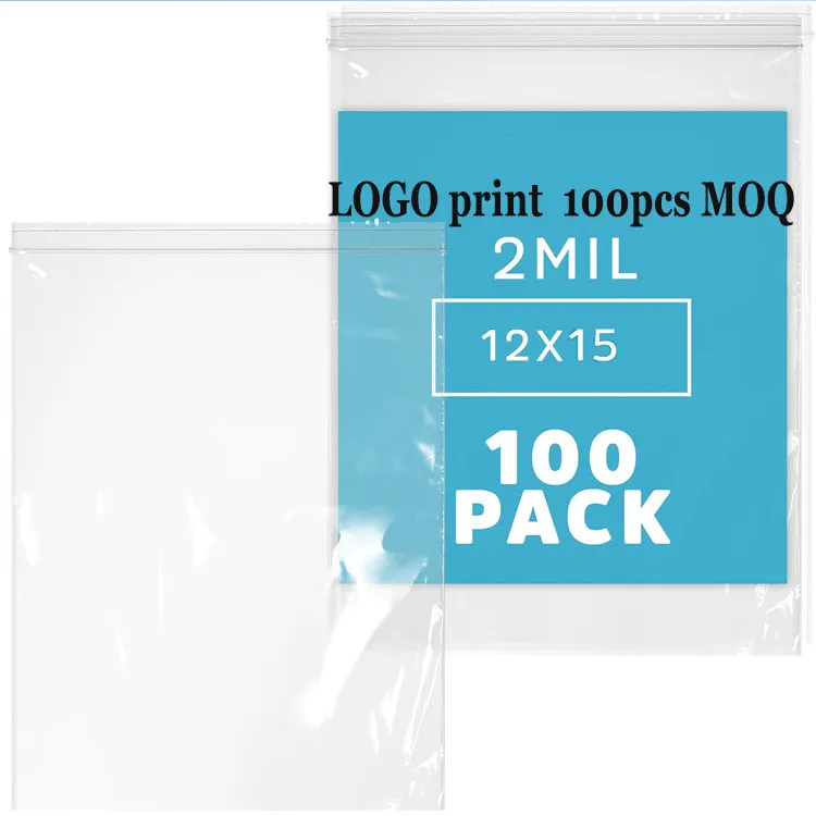 Plastic Reclosable Custom Clothing Packaging Bags Poly Plastic Zip Bag With Resealable Lock Zip Lock Bags With Logo