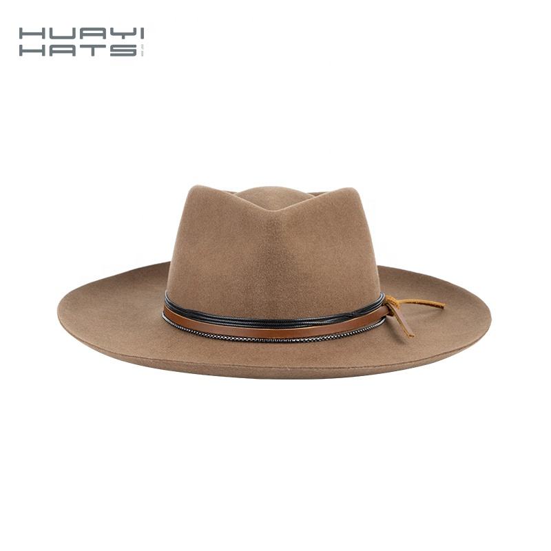 Huayihats Custom Handmade Vintage Wide Brim Fedora Hat 100% Australian Wool  Felt for Parties Fishing Business