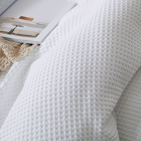 Parure de lit 4 pièces en coton gaufré 100 %, douce, respirante, respectueuse de la peau, chaude, avec housse de couette, drap et taies d'oreiller pour la maison et l'hôtel