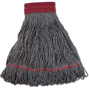 Tête de balai serpillère en microfibre Boardwalk BWK1800LBDZ bleue grande taille, 12 unités/carton, avec système Pro Loop Web/Tailband et poignée en panier rectangulaire en plastique - Product Image 1