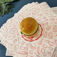 Papier d'emballage pour hamburgers et sandwichs, imprimé sur mesure, de haute qualité, résistant à la graisse et de qualité alimentaire