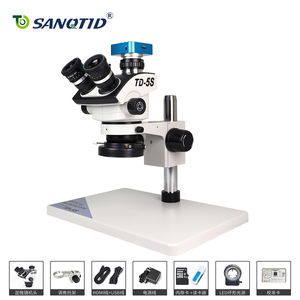 SANQTID 7X-50X 스테레오 삼안 현미경 4K 0.5x CTV 카메라 5단계 디옵트릭 조정 조절 가능한 LED 조명 스탠드 포함 - Product Image 2