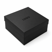 Boîte cadeau rigide de luxe avec couvercle et base, logo personnalisé, noir mat, estampage à chaud or, emballage en papier, boîte en carton deux pièces, vente en gros