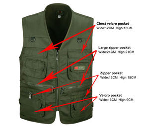 سترة رجالية رقيقة كاجوال خارجية جيدة التهوية متعددة الجيوب سترة عمل مقاومة للرياح مقاس كبير 10 سنوات مصنع تصنيع المعدات الأصلية ODM لصيد الأسماك - Product Image 4