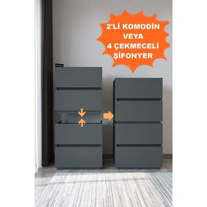 Cómoda Moderna de 4 Cajones en Antracita, Estilo Nórdico Minimalista de Lujo, Mueble de Almacenamiento para Dormitorio, Hecho de Roble y Metal - Product Image 5