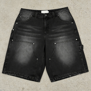 Shorts en <span class=keywords><strong>jean</strong></span> délavé vintage Y2K pour <span class=keywords><strong>homme</strong></span>, coupe décontractée, style baggy, personnalisable, effet usé - Product Image 1