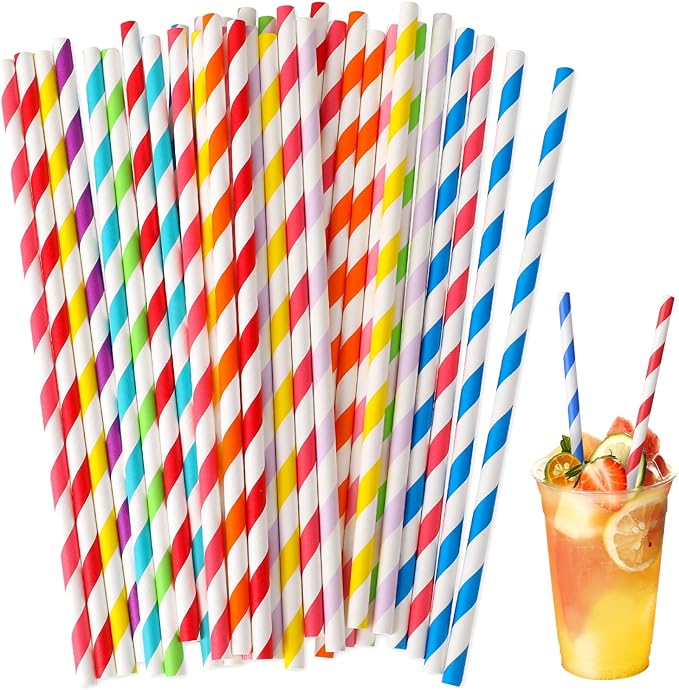 Disposable Biodegradable Bubble Tea Paper Straw Individually Wrapped Paper Drinking Straws