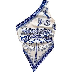 Women's Boho Asymmetrical <b>One</b> Shoulder Sleeveless Blouse Chiffon Vacation Wear Breathable Holiday <b>Top</b> - Product Image 1