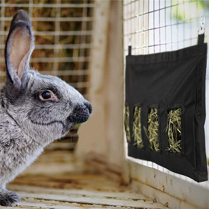 Comedero para animales pequeños, bolsa de heno colgante reutilizable de tela rectangular para conejos, conejillos de indias, hámsteres - Product Image 1