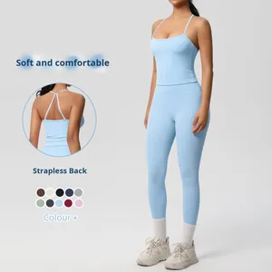 Pantalon de yoga pour femmes Couleur solide Ensemble de yoga à manches longues Stretch Léger Taille haute Respirant Ensemble de yoga sans couture - Product Image 4