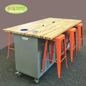 Makerspace עבודת שולחן חינוך ריהוט הקצב בלוק מעבדה שולחן, סטודיו שולחן ספסלי מתכת כיסא