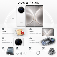 vivo X Fold5 Smartphone 5G d'origine, neuf, écran AMOLED 8,03 pouces 120 Hz, processeur Snapdragon 800 Series, batterie 6000 mAh, Android VIVO
