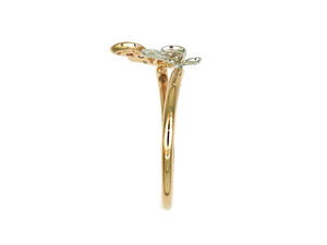 18K Two-Tone Gold Pink Sapphire & Diamond Pave Double <b>Butterfly</b> Open Ring Romantic <b>Light</b> Luxury Jewelry For Women - Product Image 2