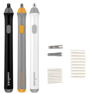 TENWIN 8302 Ensemble de stylos <span class=keywords><strong>gomme</strong></span> <span class=keywords><strong>électrique</strong></span> sans poussière deux recharges 5 & 2.3mm Croquis Dessin Art Highlight Remplacer la batterie en caoutchouc - Product Image 2