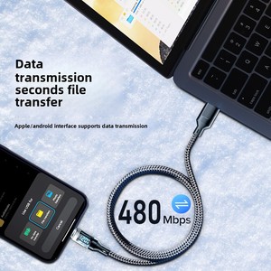 Câble de données d'affichage numérique en nylon transparent 100W PD charge rapide Compatible pour <span class=keywords><strong>Apple</strong></span> pour Samsung OnePlus pour Xiaomi Type-C Ea - Product Image 3
