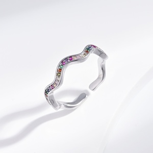 custom plata 925 sterling <b>Silver</b> Geometric <b>cross</b> <b>ring</b> colorful zircon gold plated adjustable retro dainty cheap minimalist <b>rings</b> - Product Image 5